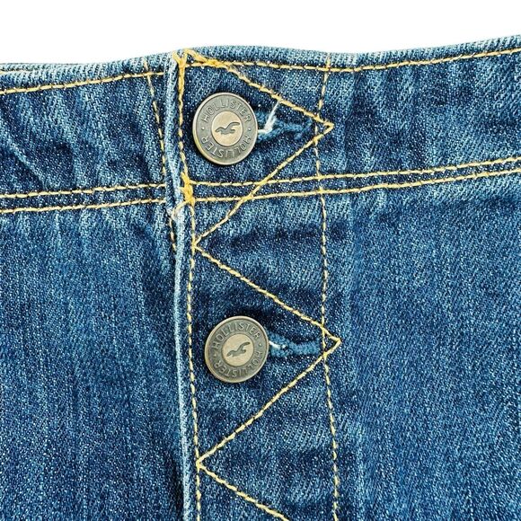 Hollister Denim Mini Skirt 13.5 Inch Length Button Closure Womens Size 1 Blue - Picture 4 of 6